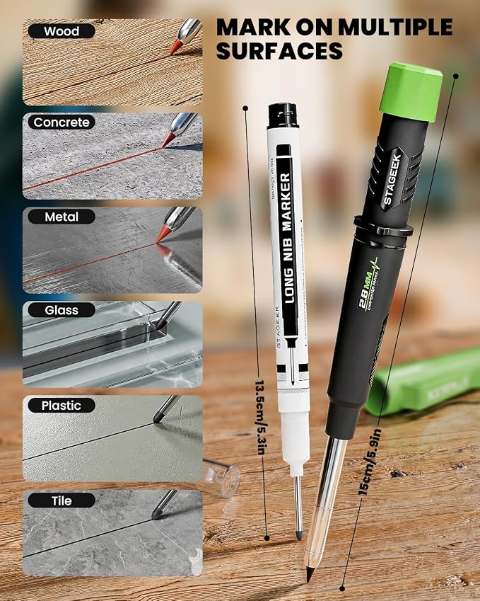 STAGEEK Carpenter Pencil with Sharpener, Mechanical Carpenter Pencils with 19 - Image 2