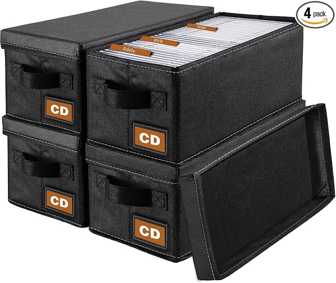 CD Storage Box & Case, Each Holds 35 CDs, Desktop & Closet CD Organizer by Salajory