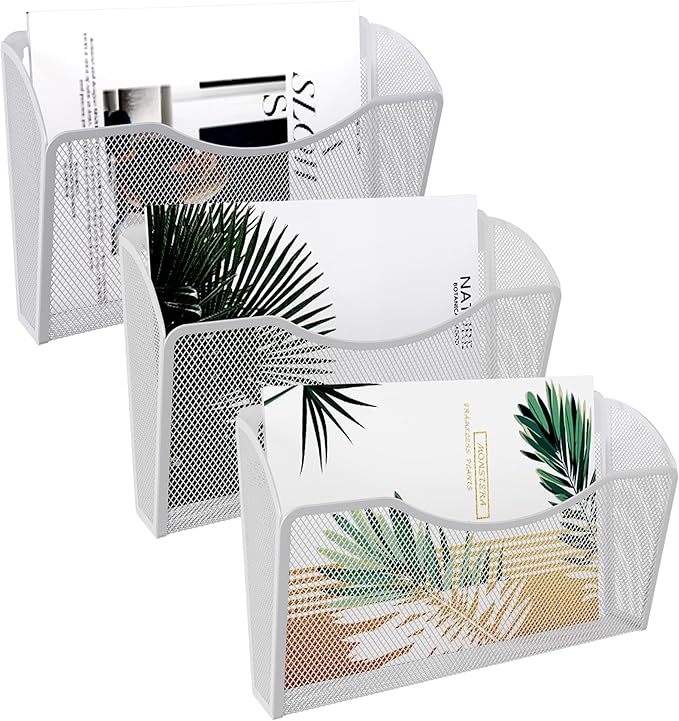 EasyPAG Wall File Organizer 3 Pack, Hanging File Organizer Wall Mount, Metal by EasyPAG