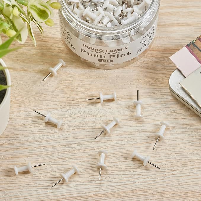 FUDAO FAMILY 300pcs Push Pins for Bulletin Board, Thumb Tacks for Wall Corkboard - Image 4