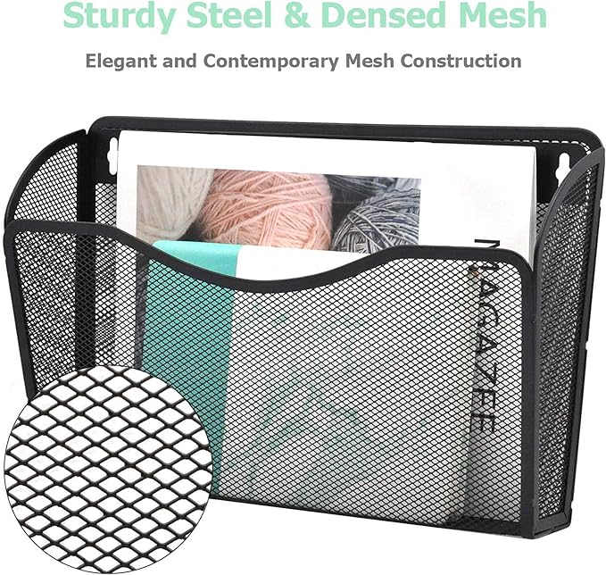 EASEPRES 6 Single Pocket Mesh Hanging File Organizer, Vertical Wall Mounted - Image 4