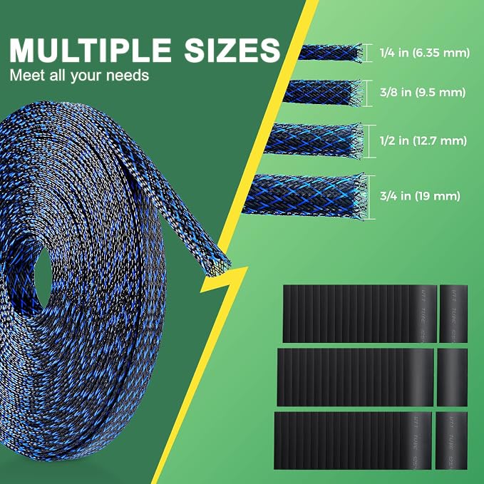 132 ft Expandable Braided Cable Sleeve Wire Loom PET Wire Sleeving，Wrap - Image 2