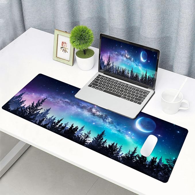 Gaming Large Mouse Pad with Stitched Edges, Galaxy Desk Mat, Extended Keyboard - Image 6