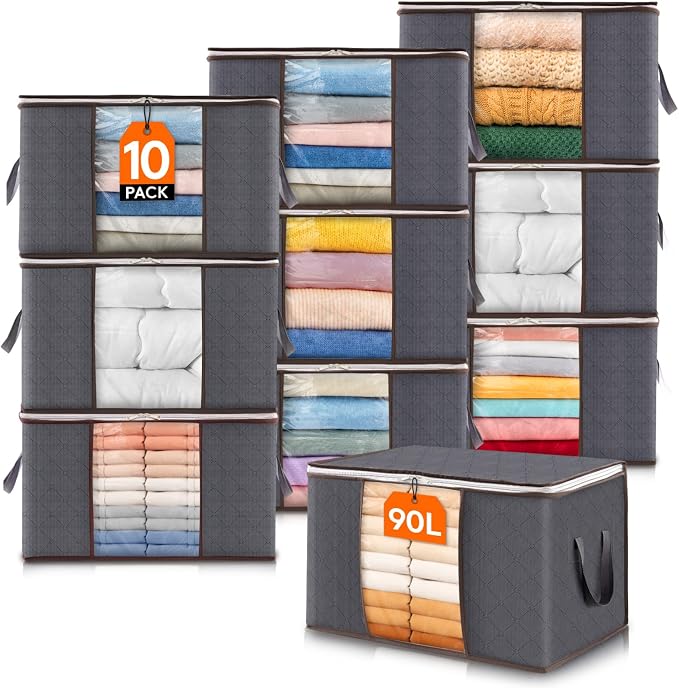 Lifewit 10 Pack 90L Clothes Storage Bins by Lifewit
