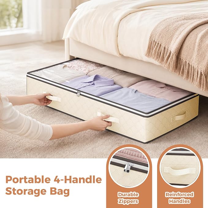 Budding Joy 6 Pack 90L Under bed Storage Containers Organizer Large Capacity - Image 5