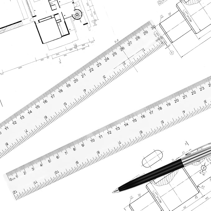 Unjoo Clear Plastic Ruler 12 Inch Straight Rulers, - Image 4