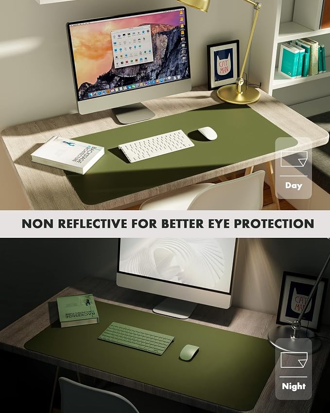 YSAGi Double-Sided Desk Pad, 31.5"x15.7"Leather Desk Mat, Eco Cork Desk Pad - Image 7