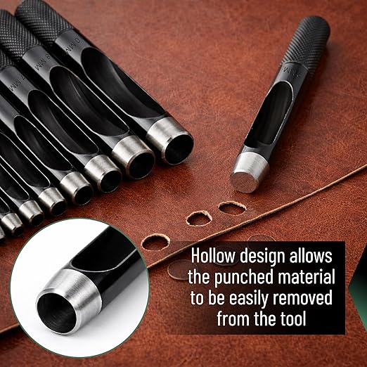 UNCO- Hollow Leather Hole Punch Set, Carbon Steel Leather Hole Punch Tool - Image 5