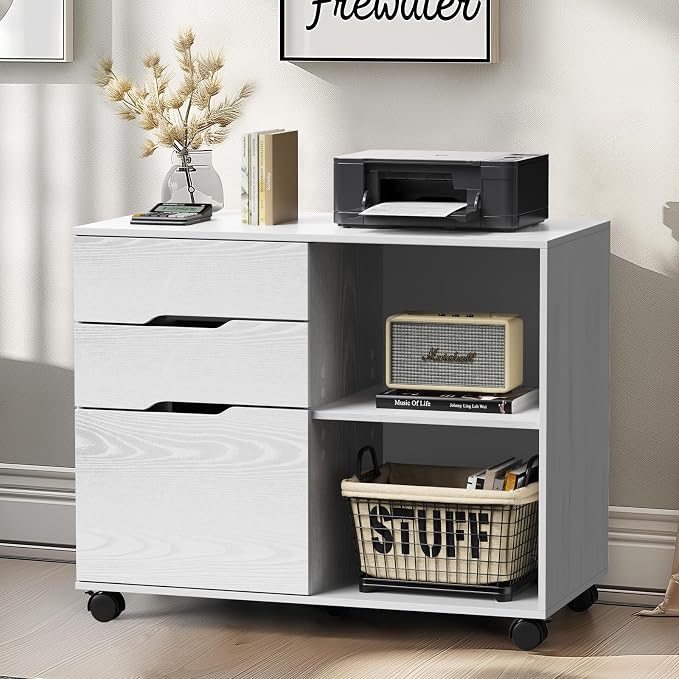 DUMOS File Cabinet with 3 Drawers, Wood Under Desk Storage Printer Stand | - Image 2