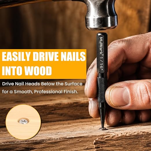 MulWark 4-Piece Nail Set and Center Punch Set, 1/32" to 1/8" Hardened Cr-V - Image 7