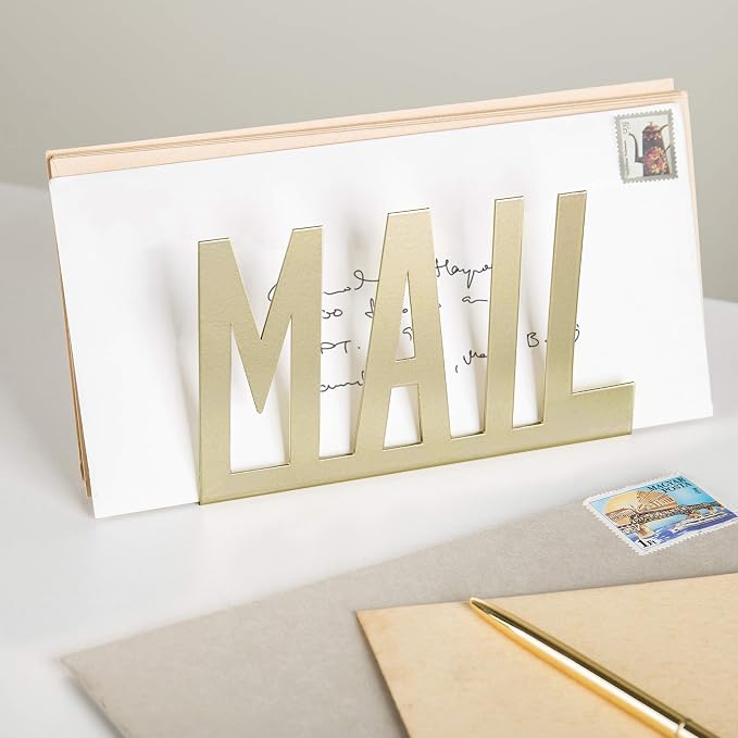 MyGift Mail Holder Organizer Countertop Modern Brass Metal - Image 5
