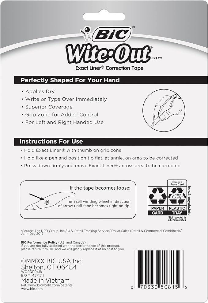 BIC Wite-Out Brand Exact Liner Correction Tape, 19.6 Feet, Clean and Easy to - Image 2