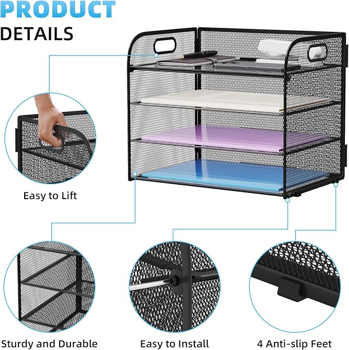Marbrasse 4 Tier Paper Organizer Letter Tray - Image 4