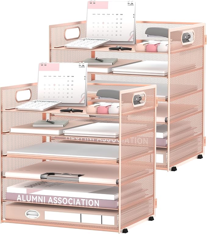 Daltack 6 Tier Paper Organizer for Desk, Paper Letter Tray Organizer for Desks by DALTACK