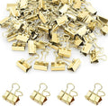 50 Pack Small Gold Binder Clips 3/4 Inch, Colored Little Paper Clamps, Tiny by Qikaara