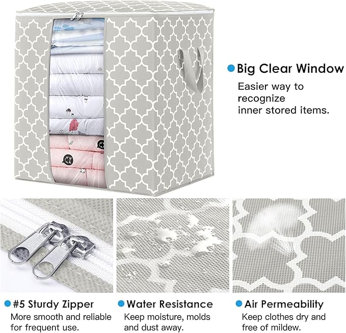 WISELIFE Storage Bags 4 Pack/100L Large Blanket Clothes Organization and - Image 2