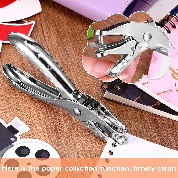 50 Pack 1 Hole Punch 1/4 Inch Single Hole Puncher Bulk Metal 5 Sheet Capacity - Image 3