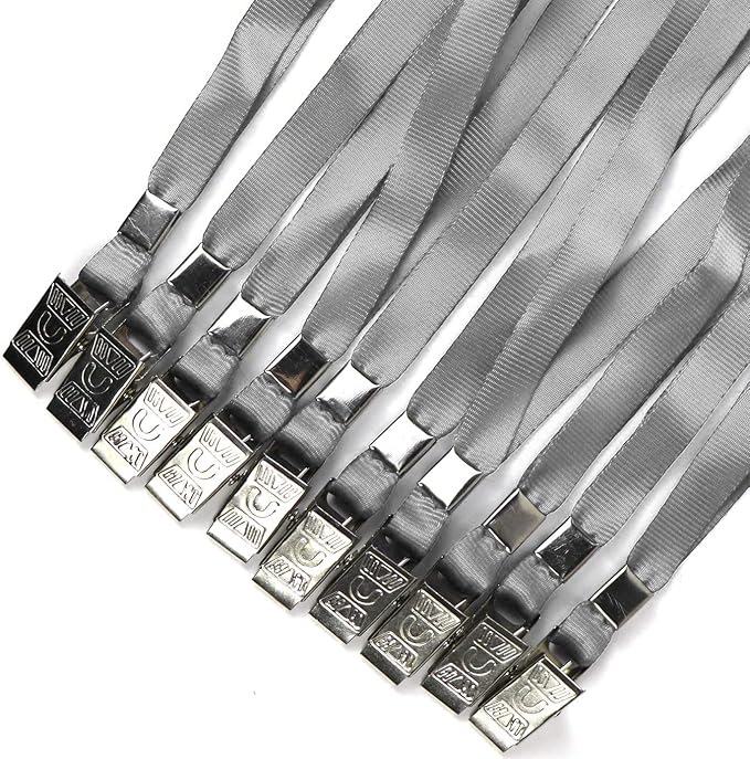 Beebel Gray Lanyards 100 Pack Nylon Flat Badge Lanyard - Image 5