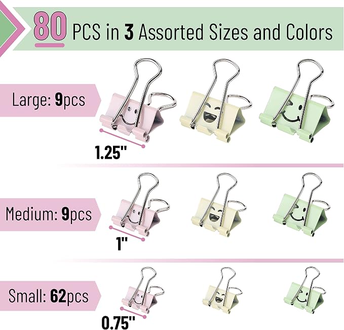Mr. Pen- Cute Binder Clips, Bulk Paper Clamps - Image 2