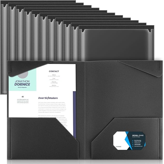 Henoyso 18 Pack Black Plastic Folders by Henoyso