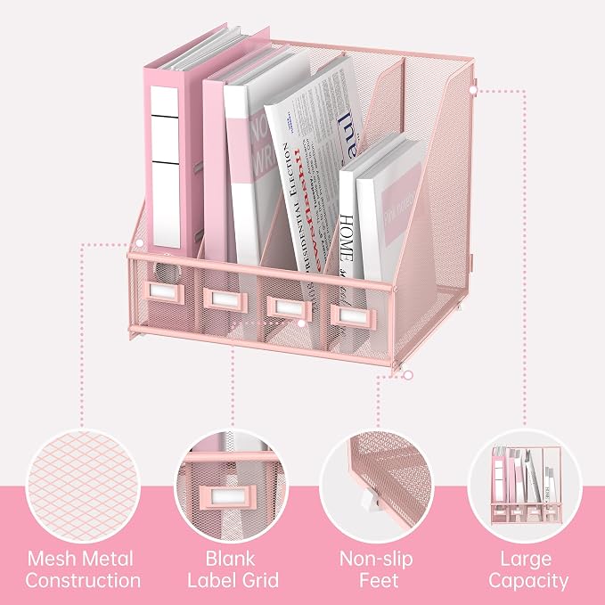 SUPEASY Magazine File Holder Desk Organizer, Metal Binder Holder - Image 4