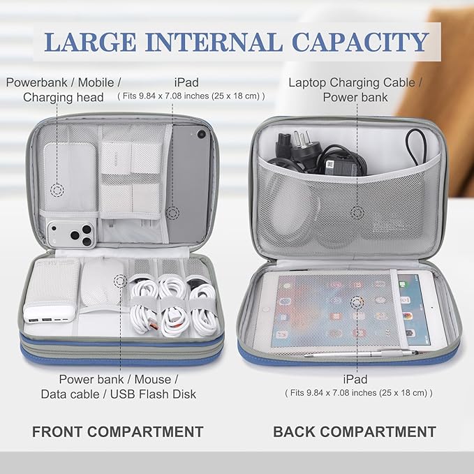 FYY Electronic Organizer, Extra Large Travel Cable Organizer Bag Pouch Portable - Image 3