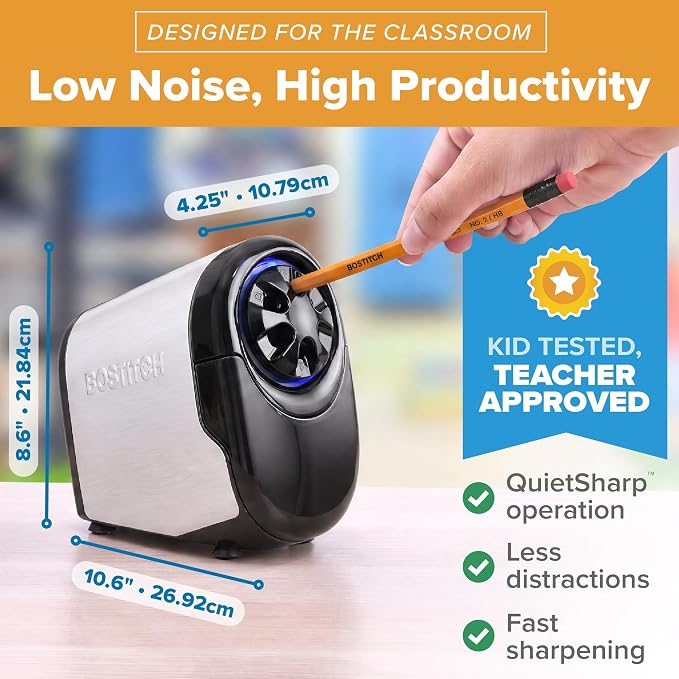 Bostitch Office QuietSharp Electric Pencil Sharpener, Sharpens Standard & - Image 5