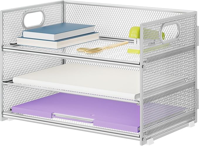 Marbrasse 3 Tier Paper Organizer Letter Tray, Mesh File Organizer by Marbrasse