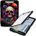 Clipboard with Storage, High Capacity Flower Skull Storage Clipboard 9.5x14 by Qindaiwen