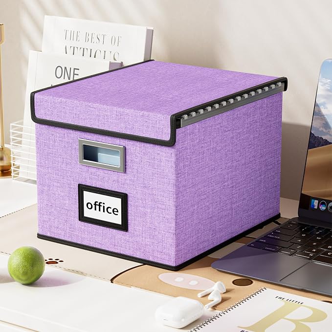 File Organizer Box with Lid, Collapsible File Folder Organizer - Image 5
