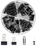 Paper Clips and Binder Clips Set, Metal Assorted Sized Binders by CREECHWA