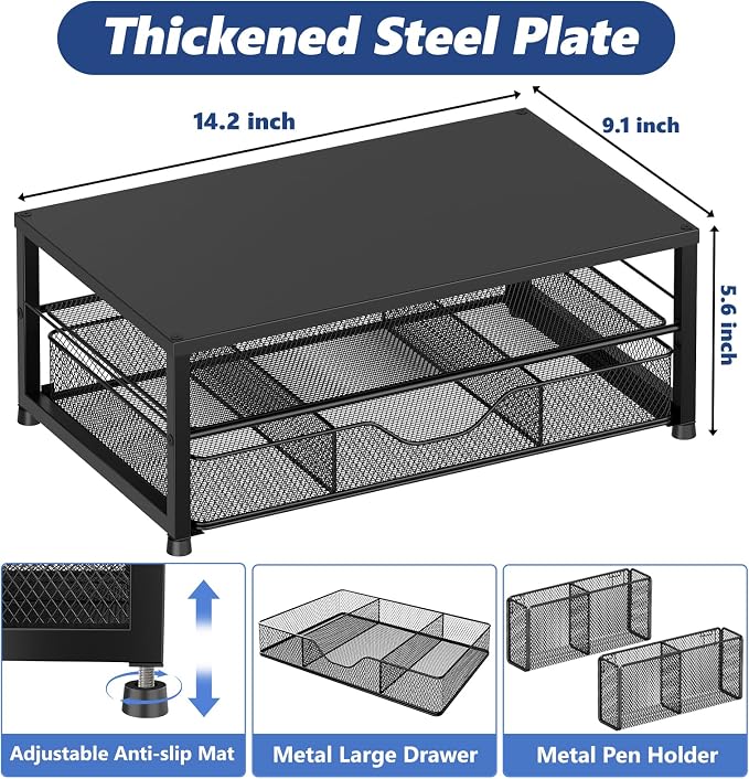 OPNICE Desk Organizer and Accessories, 2-Tier Computer Monitor Stand Riser - Image 7
