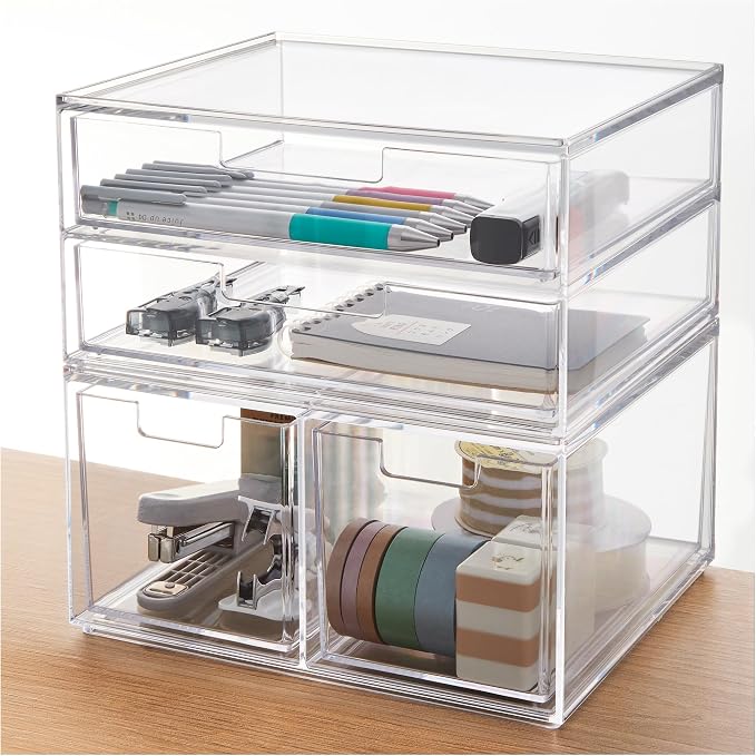 STORi Stackable Desk Organizer Drawers, 4 Multi-size Drawers by STORi
