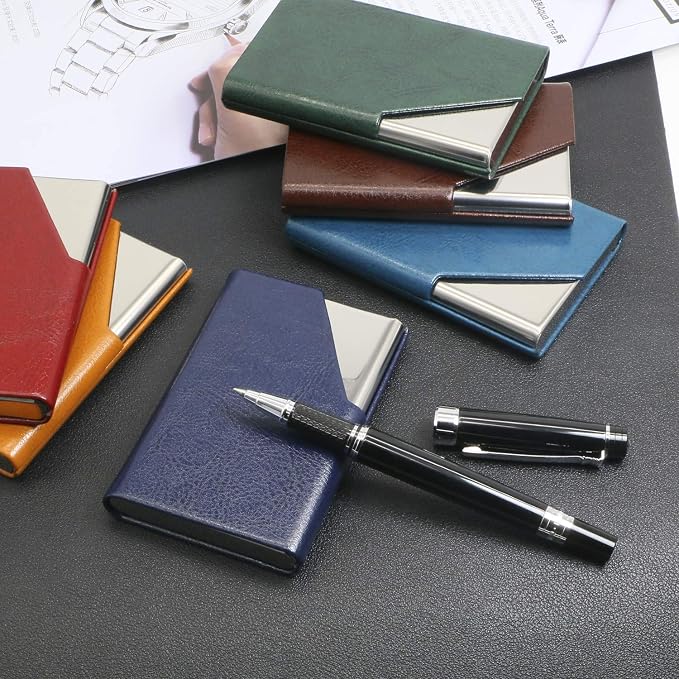 Padike Business Card Holder, Upgraded Leather Business Card Case Pocket Card - Image 2