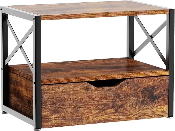 IBUYKE 2 Tier Desktop Printer Stand, Wooden Printer Stand by IBUYKE