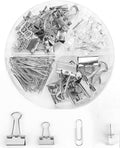 Paper Binder and Clips Set, Metal Assorted Sized Binders by CREECHWA
