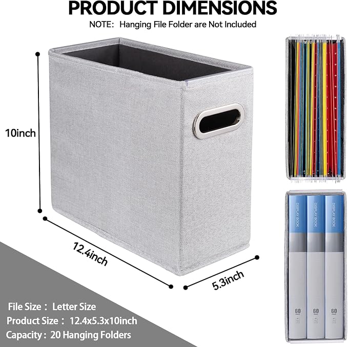 4 Pack Letter Size File Storage Box Collapsible, Fabric Hanging File Folders - Image 2
