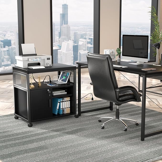 Unikito Lateral File Cabinet, Locking Office Printer Stand - Image 2