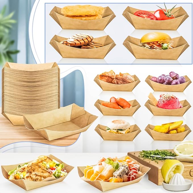 120 Pack 1/2Lb Paper Food Boat Trays Disposable Small Paper Boats Plates - Image 6