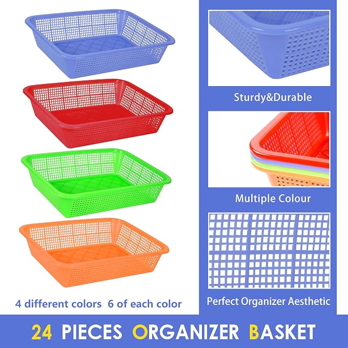 Kolewo4ever 24 Pack Classroom Storage Baskets Pencil Organizer Bins 13.5 x 10 x - Image 3
