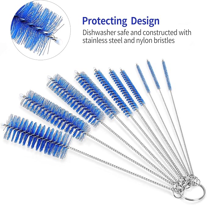 CiaraQ Bottle Cleaning Brushes, 8 Inch Nylon Tube Brush Set | Navy Blue Cleaner - Image 4