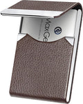 MaxGear Business Card Holder, PU Leather Business Card Case, Coffee | Stainless by MaxGear