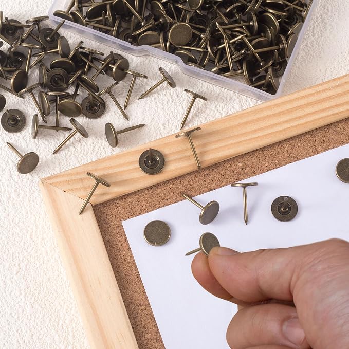 80pcs Flat Head Thumb Tacks for Wall, Bronze Pins, 0.4 x 0.6 in | Heavy Duty - Image 3
