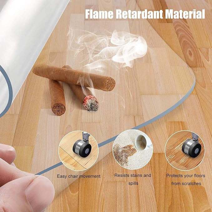 Azadx Office Chair Mat for Hardwood Floor, Easy Glide Rolling Plastic Floors - Image 5