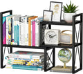 Expandable Desktop Shelf Organizer, 2 Tier Wood Desk Shelf by Yelinkws