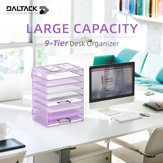 DALTACK 9-Tier Paper Organizer for Desk, Mesh Letter Tray Desk Organizer - Image 2