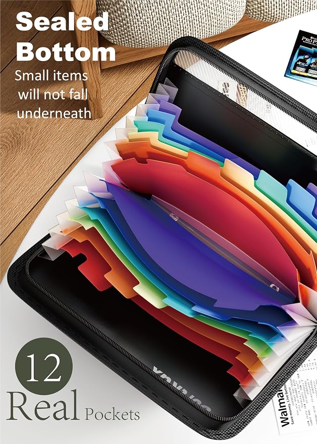 SortRax Small Receipt Coupon Organizer, A6 Size 12 Pockets Accordion File - Image 3