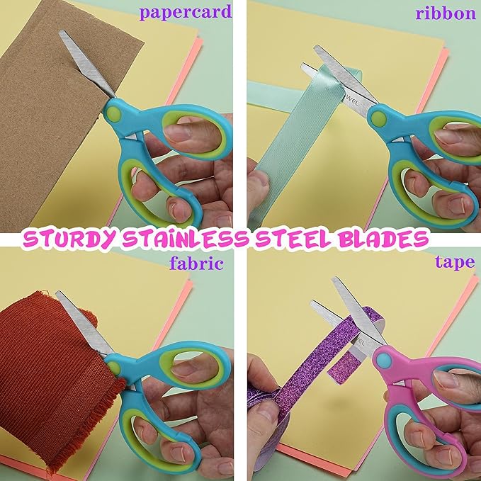 Kids Scissors Bulk, Woswel 36 Pack Safety Blunt Tip Student Scissors, 5 “ - Image 7