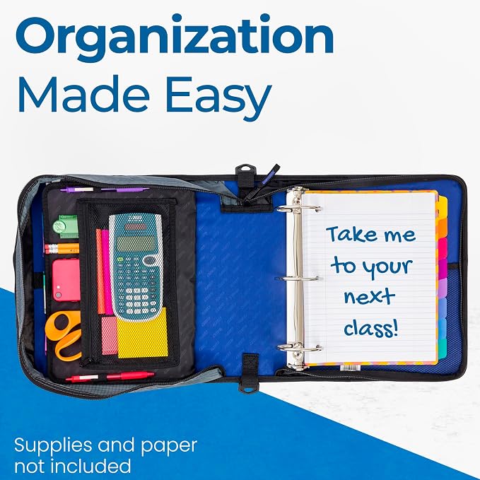 Case-it Mighty Zip Tab School Zipper Binder | 3-Inch O-Rings, 600-Sheet Capacity - Image 7