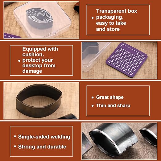 8 Pcs Leather Fusiform Cutter Tool Set, Leather Punch Set, High Carbon Steel - Image 3
